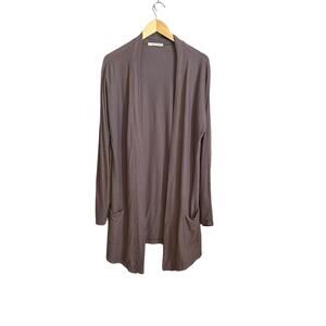 Christina Lehr Open Front Cotton Lightweight Pocket Cardigan Size Medium